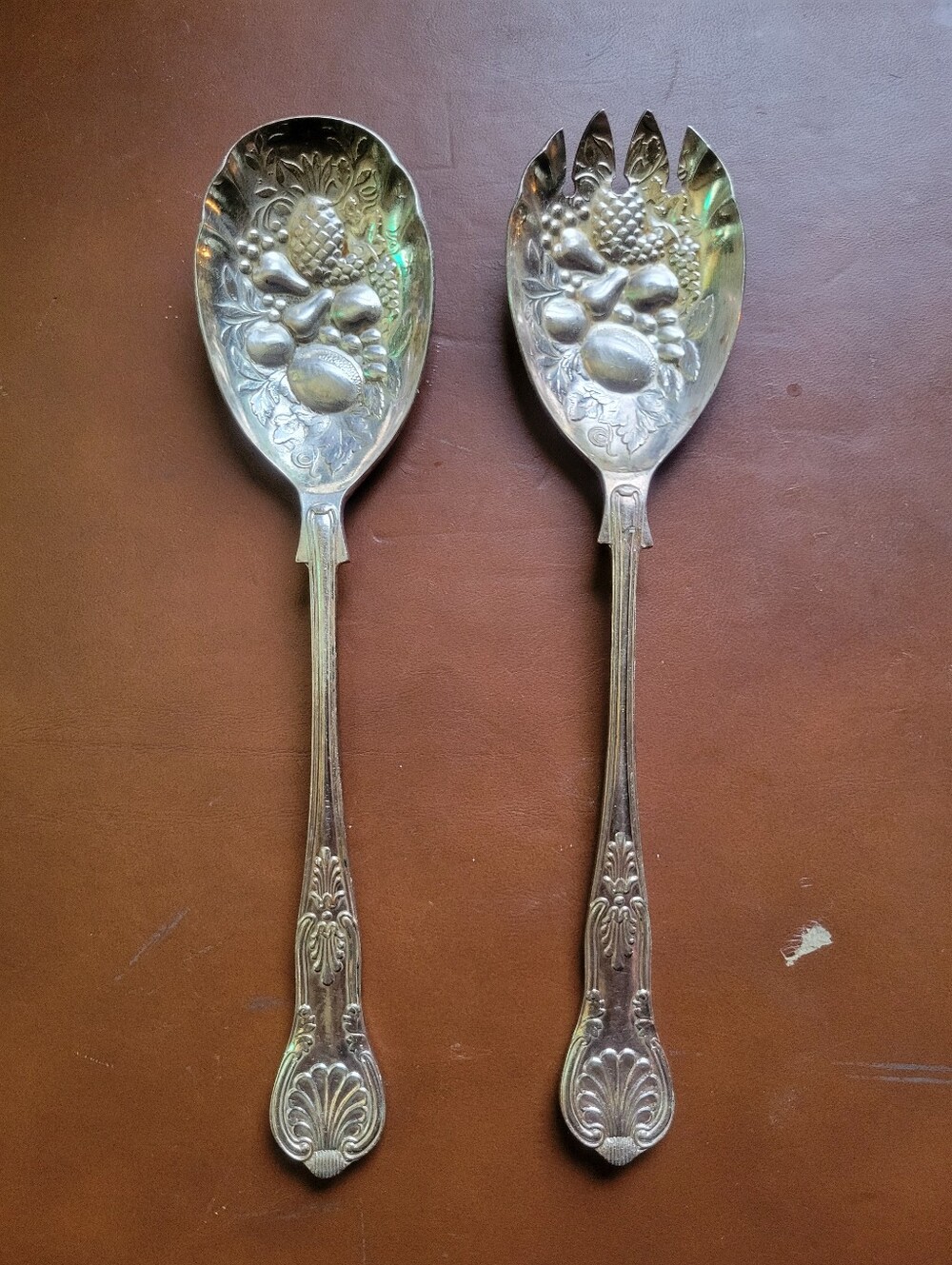 SILVERPLATED SILVERCRAFT Serving SALAD FORK & SPOON SHEFFIELD ENGLAND SET Fruit